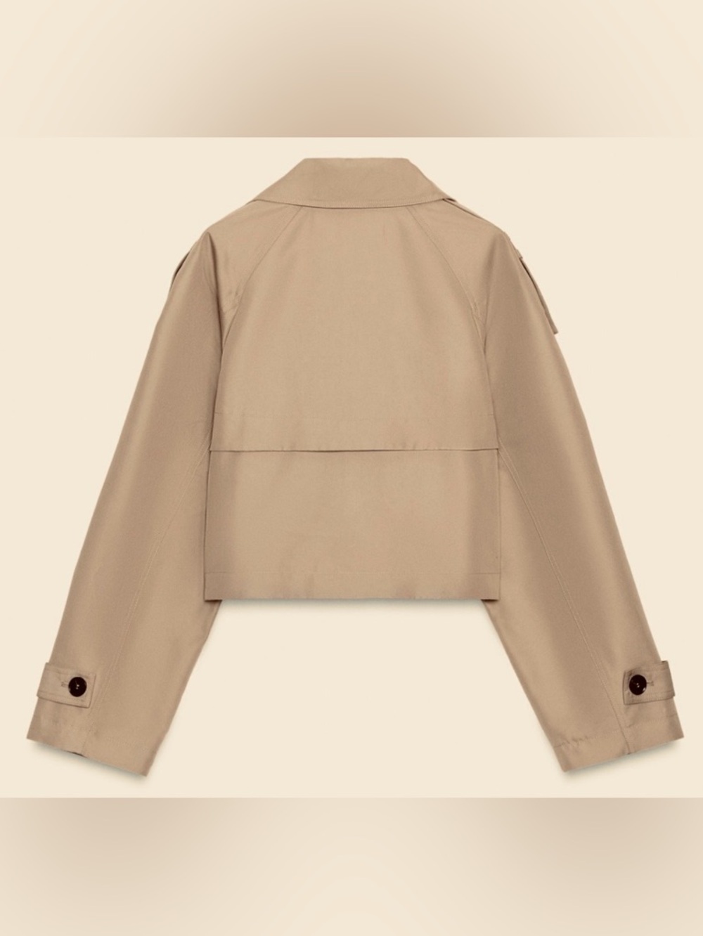 ZARA Crossover Cropped Trench Coat Jacket XS Taupe Brown NWOT - Picture 2 of 12